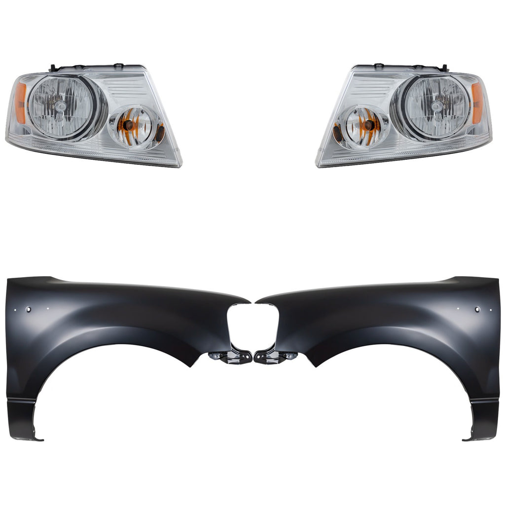 2004-2006 Ford F-150 Headlights - Halogen, Left & Right, Assembly (7L3Z13008FA)