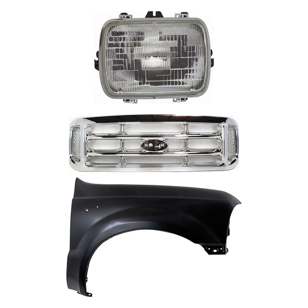 1999-2004 Ford F-250 Super Duty, F-350 Super Duty & F-450 Super Duty Grille - Halogen, Right, Chrome (F81Z8200)