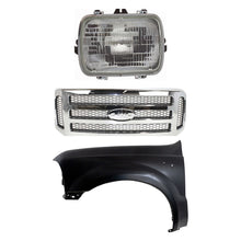 Load image into Gallery viewer, 2005-2007 Ford F-250 Super Duty &amp; F-350 Super Duty Grille - Halogen, Driver Side, Chrome (6C3Z8200BC)