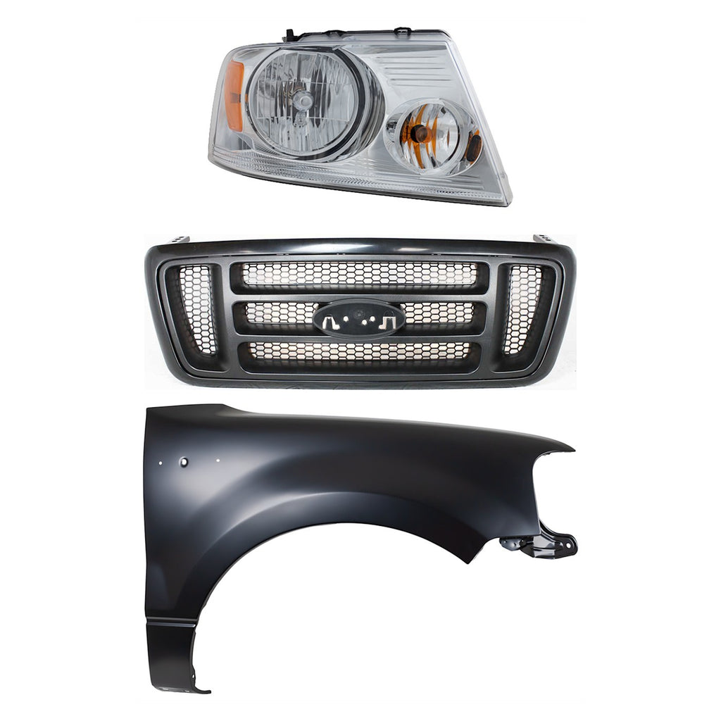 2004-2006 Ford F-150 Headlight - Halogen, Right, Assembly (7L3Z13008FA)