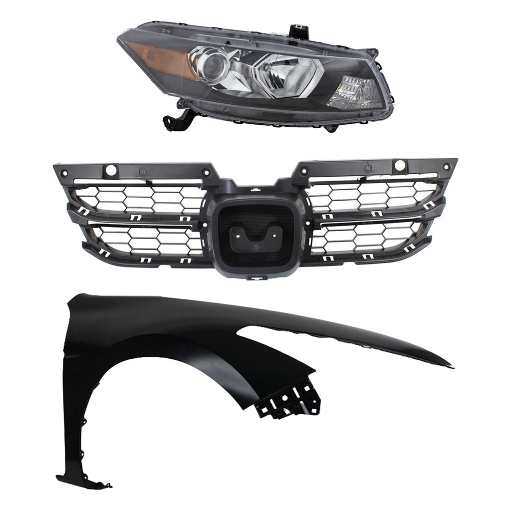 2011-2012 Honda Accord Headlight - Halogen, Passenger Side, Assembly (33100TE0A01)
