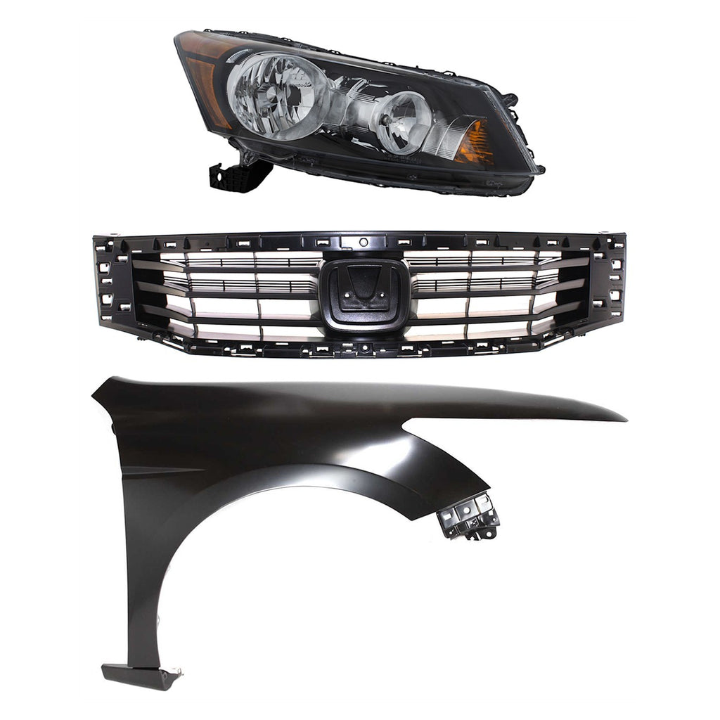 2008-2010 Honda Accord Grille - Halogen, Right, CAPA Certified (33100TA0A01)