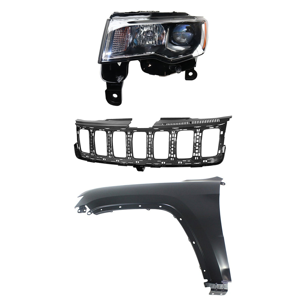 2017-2022 Jeep Grand Cherokee & Grand Cherokee WK Grille - Left, Chrome, Assembly (68289235AE)