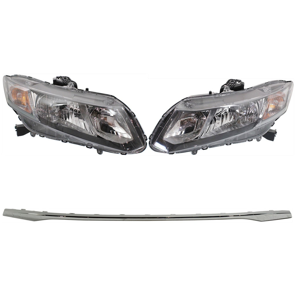 2013-2015 Honda Civic Bumper Trims - Halogen, Left & Right, w/ Bulbs (33100TR0A51)