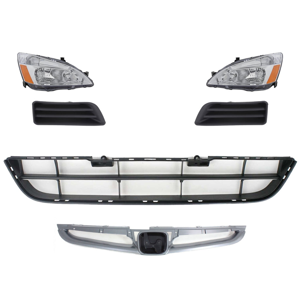 2006-2007 Honda Accord Headlights - Halogen, Left & Right, w/ Bulbs (33101SDAA01PFM)