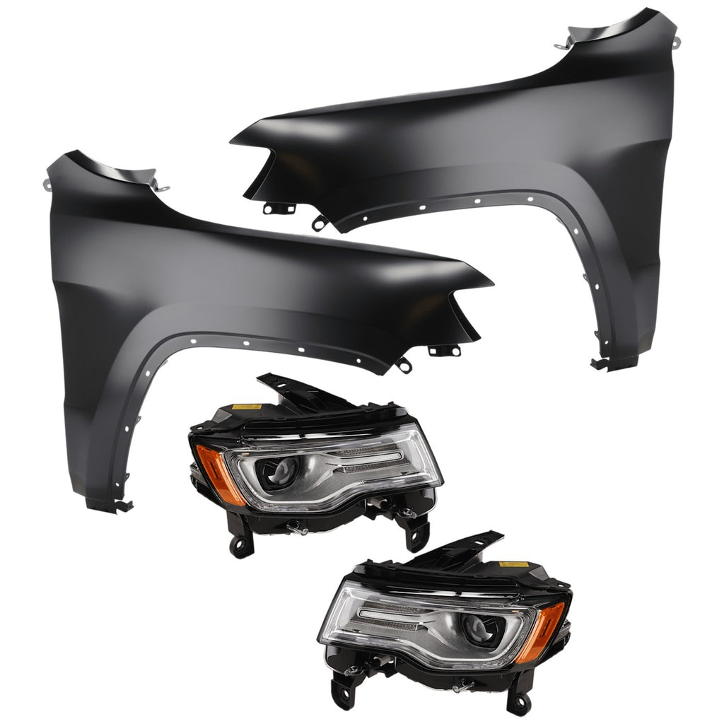 2017-2021 Jeep Grand Cherokee Headlights - HID, Driver & Passenger Side (68266660AI)
