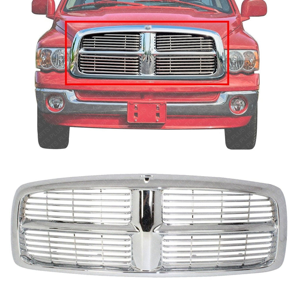 Grille Assembly Chrome Shell &Insert For 2002 - 05 Dodge Ram 1500 /03 - 05 2500 3500 - US AUTO PARTS PLUS