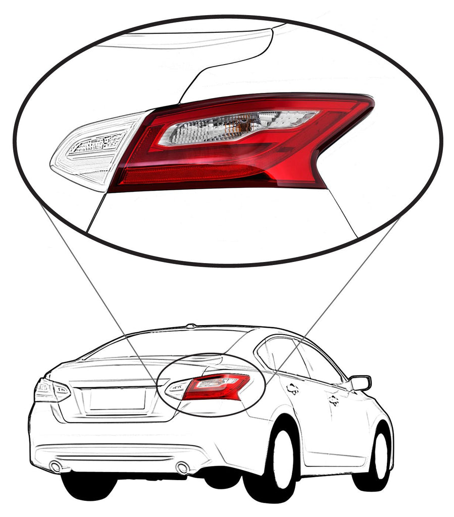 New Tail Light Direct Replacement For ALTIMA 17 - 18 TAIL LAMP RH, Outer, Assembly, SR Model, w/ Smoke Lens - CAPA NI2805111C 265509HS1A - US AUTO PARTS PLUS