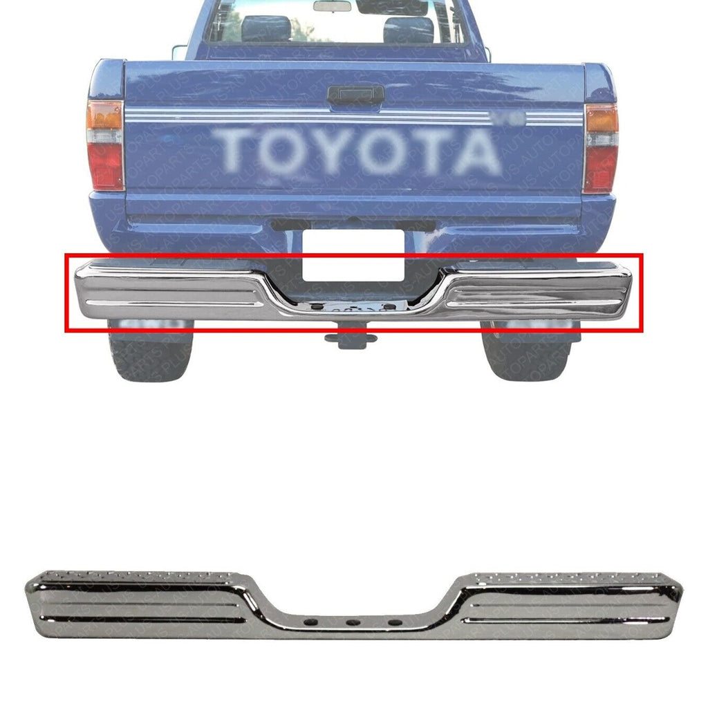 Rear Step Bumper For 1984 - 1988 Toyota Pickup Chrome Face Bar 1 - Piece Step Type - US AUTO PARTS PLUS