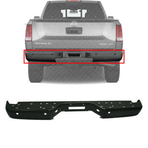 Rear Step Bumper with Park Sensor Holes Steel Primed For 2004-2015 Nissan Titan